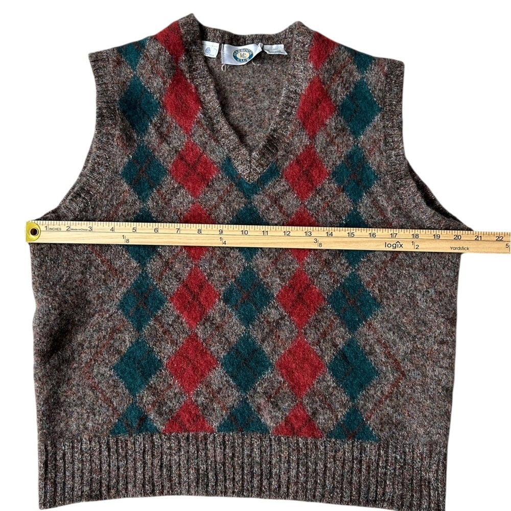 Vintage 100% Pure Shetland Wool Argyle Sweater Vest, Medium, Made in England - Picture 4 of 5